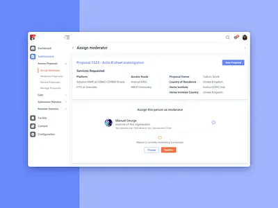 Assign moderator dashboad product design ux