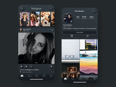 Instagram Redesign app design instagram interface mobile neomorphism ui ux