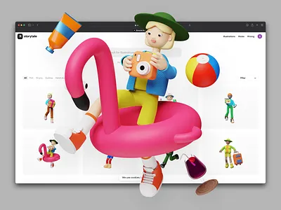 Weekender Illustrations 3d 3d design 3d illustration character constructor illustration interface pack storytale ui weekender