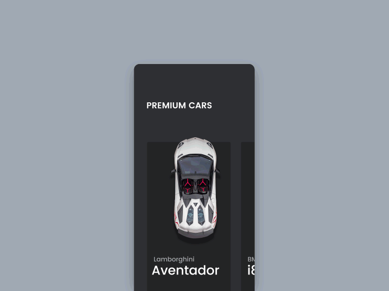 Premium Cars App animation app design flat illustration interface mobile motion ui ux