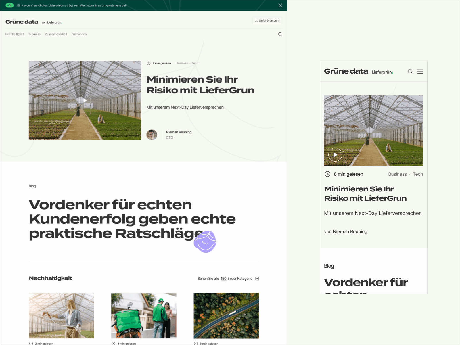 LieferGrün - Blog blog delivery green energy ui website zero emission