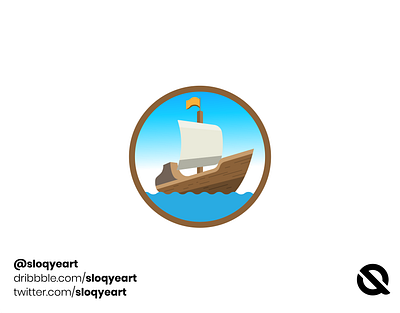 Classic Ship With Color art brand branding classic coffee color design emblem flat icon logo ocean sea ship ui ux