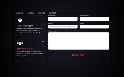 jarolin.com - contact page animation app application contact contact form contact page contact us design form form design form field input layouts page personal portfolio website