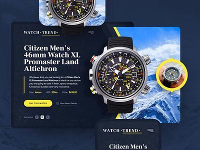Watch Trend - Freebie citizen design drawingart header responsive time trend ui ux watch watches web website webui