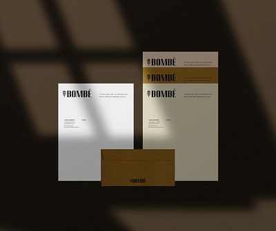 Bombe Brand Letterhead brand brand identity branding branding and identity branding concept clean design earthy tones furniture brand illustrator letterhead logo design logo designer photoshop