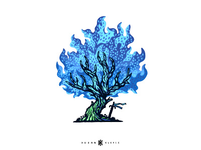 Burning Tree branding burning design dusan klepic fantasy flame gaming illustration logo sword tree