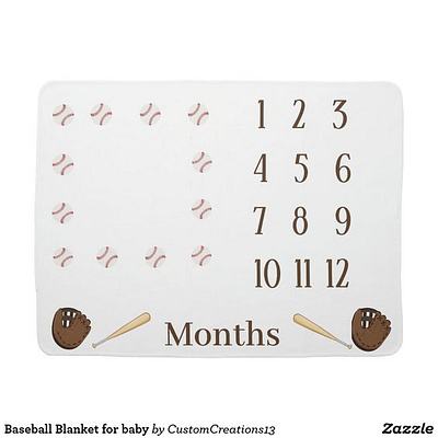 Baseball Milestone Blanket for Baby boy babies baby blanket blankets boy boys milestone milestones zazzle