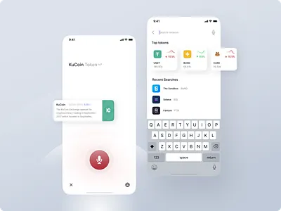 Tokee - Voice search app crypto currency design exchange graph ios mobile search simple token ui ux voice web3.0
