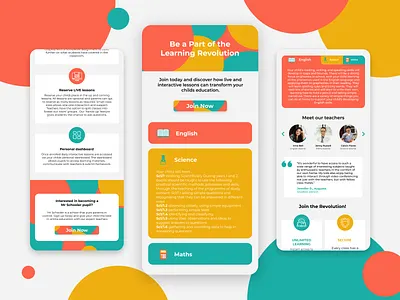 Mr Schooler British Online Kids Education colourful education kids learning learning platform orange school turquoise ui user interface user interface design user interface ui yellow