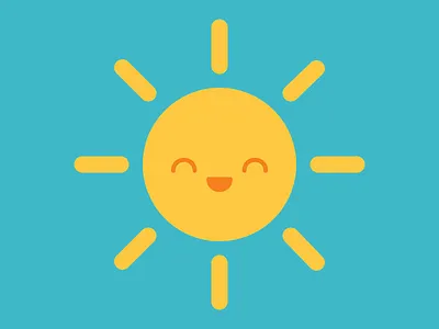 Summer Sun cute dribbbleweeklywarmup happy kawaii smile summer sun vibrant
