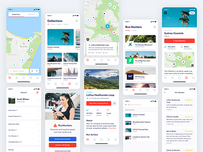 RunHunters app app clean list map minimal mobile simple ui ux