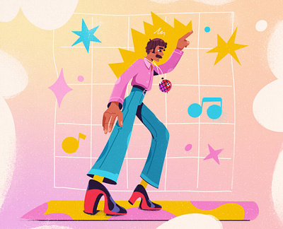 Disco dancer 80s art character design disco funny illustration music retro trendy