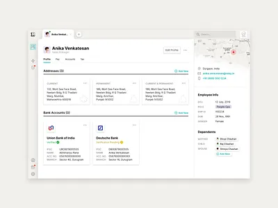 User Profile employee people profile sidebar tabs user profile