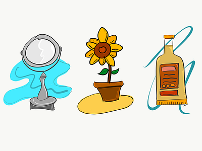 Illustration Baby Steps bottle illustration mirror sunflower