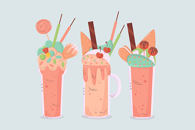 shakes drinks collection flat design cartoon cold drink hand drawn shake