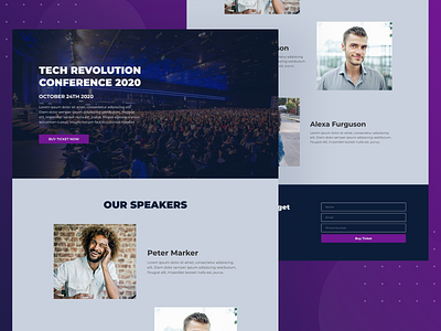 Conference Event Landing Page — Exploration Design blue clean conference event home page landing landing page landing page design minimalist purple simple ui ux web design website design