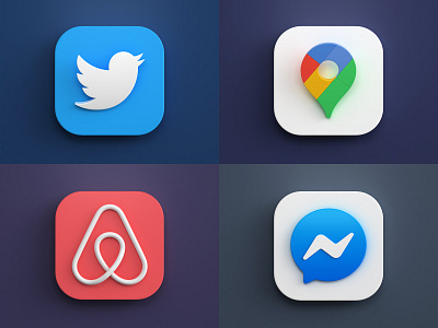 3d app icons 3d app big sur design icon icon design illustration ios mac os messenger render twitter webshocker