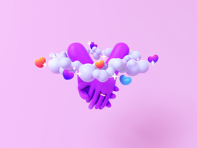 Lovers 3d art cinema4d design hand happy illustration love stars