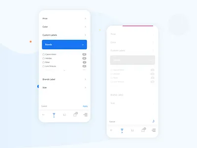 Products filter | app & responsive web view add to cart app design cart filter filtration loader loader animation loading bar mobile mobile app mobile ui product product filter products progressbar shop shop app shop page store template