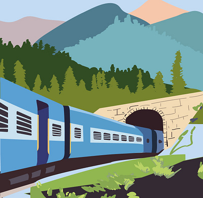 train art design mountain mountains nature train