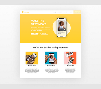 bumble redesign concept app branding daily 100 challenge design illustration ui ux web web design website