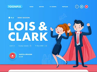 Lois & Clark TV Show blue streaming superman tv show web design