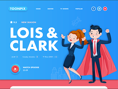 Lois & Clark TV Show blue streaming superman tv show web design