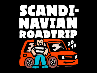 Scandinavian Road Trip car cute design doodle fun illustration japanese kawaii lettering men print road trip scandinavia t-shirt design travel traveler typography