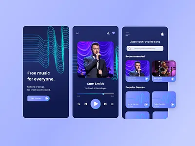 Music Streaming App figma gradients listening mobile mobile app mobile design mobile ui music music app music art music player song streaming app ui
