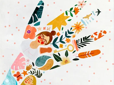 Sweet hand 🤚 animals female character hand illustration illustration art illustrator kids illustration pattern