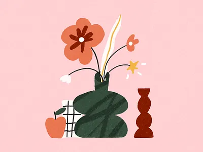 Funky Stilllife 🌟 2d flowers illustraion illustration style illustrator patterns plants stilllife textured illustration vase