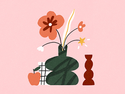 Funky Stilllife 🌟 2d flowers illustraion illustration style illustrator patterns plants stilllife textured illustration vase