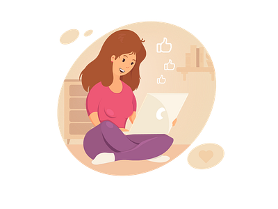 Girl with laptop art baby beautiful beauty cartoon child computer cute fashion happy illustration lady laptop lifestyle love people vector woman yoga young
