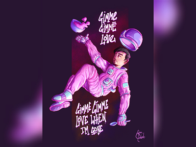 Joji astronaut character design fan art illustration joji lofi music pink vaporwave vaporwave aesthetic