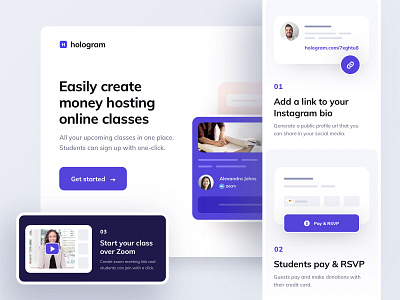 Hologram website hologram landing page marketing page online class ui ux web design
