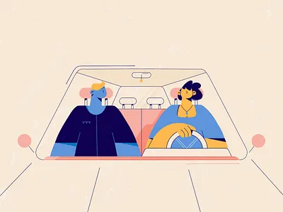 Car Riders adobe illustrator blue car illustration character character design explainer animation explainer video illustration illustrator line art procreate vector illustration