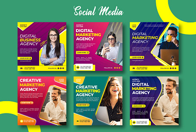 Awesome unique social media design of digital agency posts 2 facebook ads insta ad banner