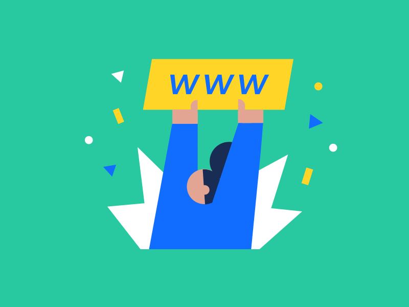 Domain connection success massage animation blast character confetti illustration motion motion design motion graphics ui www