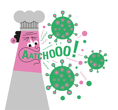 Sneeze character digital editorial folioart health illustration john devolle line vector
