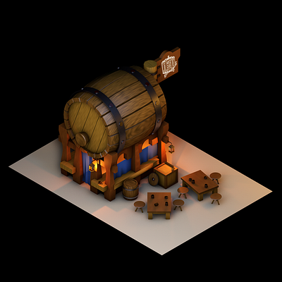 Tavern 3d 3d art 3dgameart 3disometric 3dmodeling c4d cinema4d concept concept art fantasy fantasyart fisicrender maxonc4d tavern videogame videogameconceptart visual art visualartitst