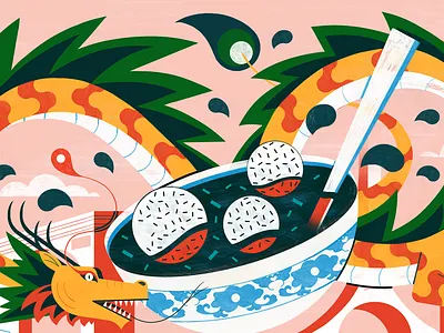 Chinatown in Paris chinese culture digital dragon editorial folioart food illustration michael driver travel