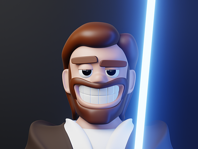 Very Happy Fella | Obi-Wan Kenobi 3d b3d beard character happy icon illustration jedi kenobi light obi wan saber starwars