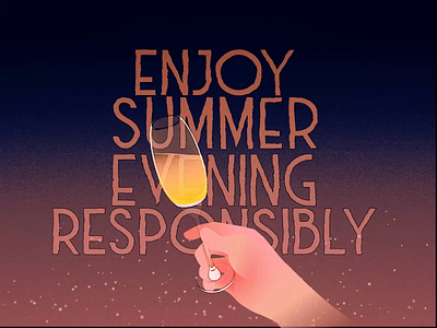 Enjoy Summer Evening animation champagne evening illustration summer