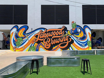 Lakewood Brewing Mural design hand lettering illustration lettering mural type vector