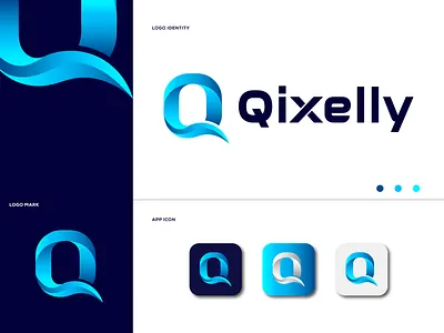 qixelly logo design app brand brand identity branding branding agency design design system designs gradient gradient logo icon illustration letter logo logo mark modern logo q letter q letter logo technology typography vector