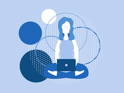 Girl with computer art blue blue and white branding computer digital art digital illustration girl girl with computer graphic graphic design illustration laptop minimalist relax ui vector vector art vector illustration vectors