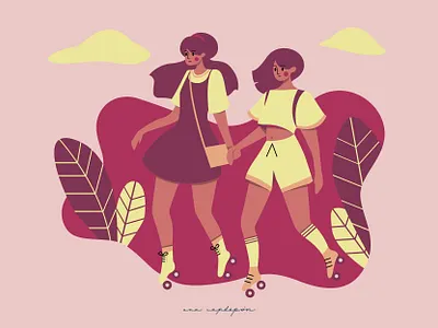 Rollerblading in the park design flat graphic design illustration illustrator stock illustration vector