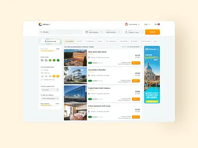 Hotel search result page ads booking designs filter hotels product search search bar search results tags travel ui ux web