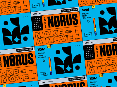 Nørus – Make a Move 70s bashbashwaves branding brutalism brutalist design geometry house lo fi house music norus orange playlist poster poster design poster series rhox spotify stacked typography vintage