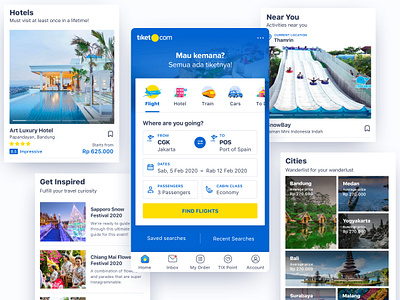 tiket.com Magazine Style blue bold heading boxy city flight home screen hotel magazine sf ui tiket tiket.com tiketcom tour travel ui design